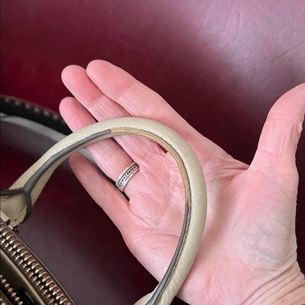 Tory Burch Pebbled Leather Satchel in Taupe with Gold Hardware EUC - Picture 3 of 10